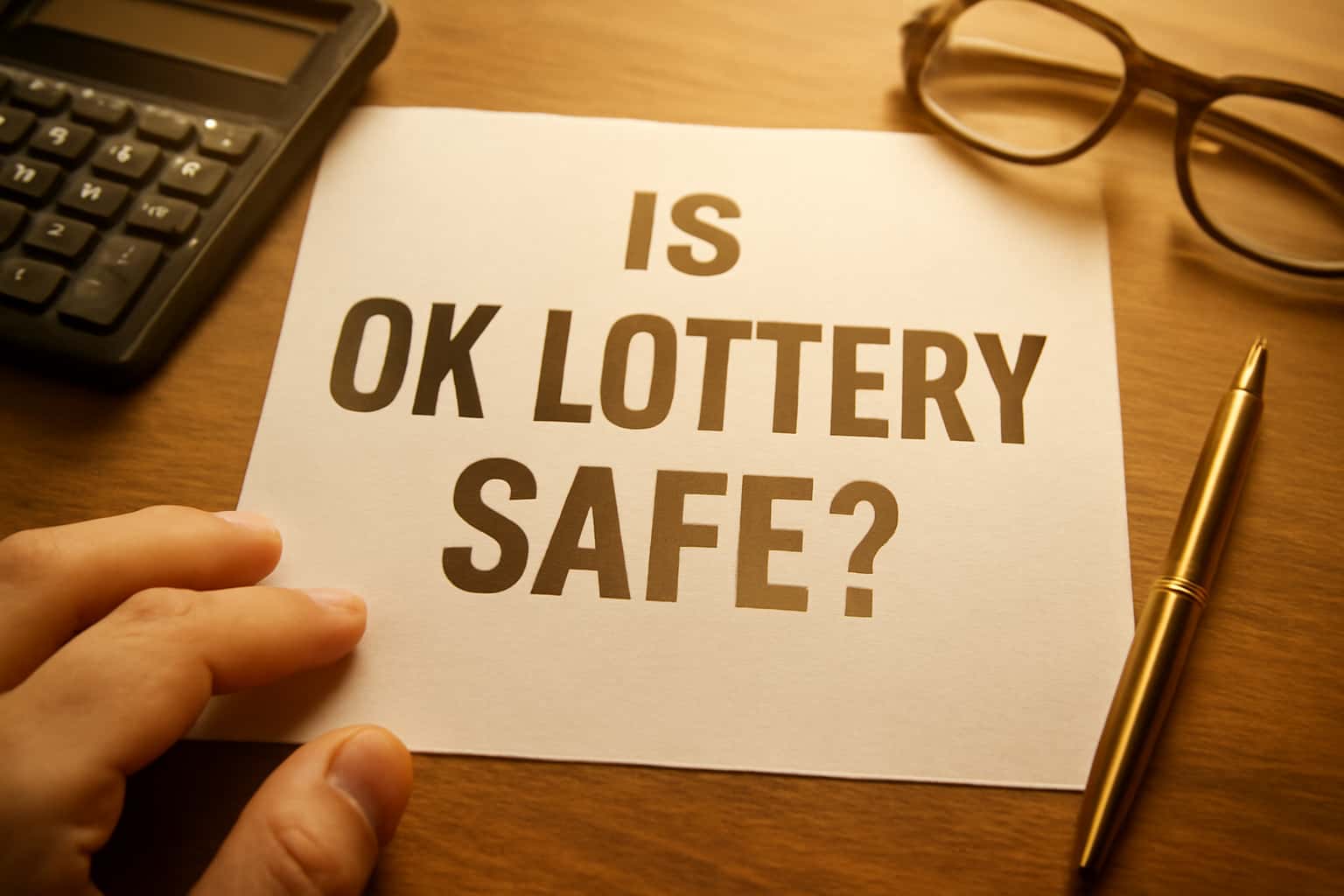 Neutral informational scene depicting the safety of OK Lottery.