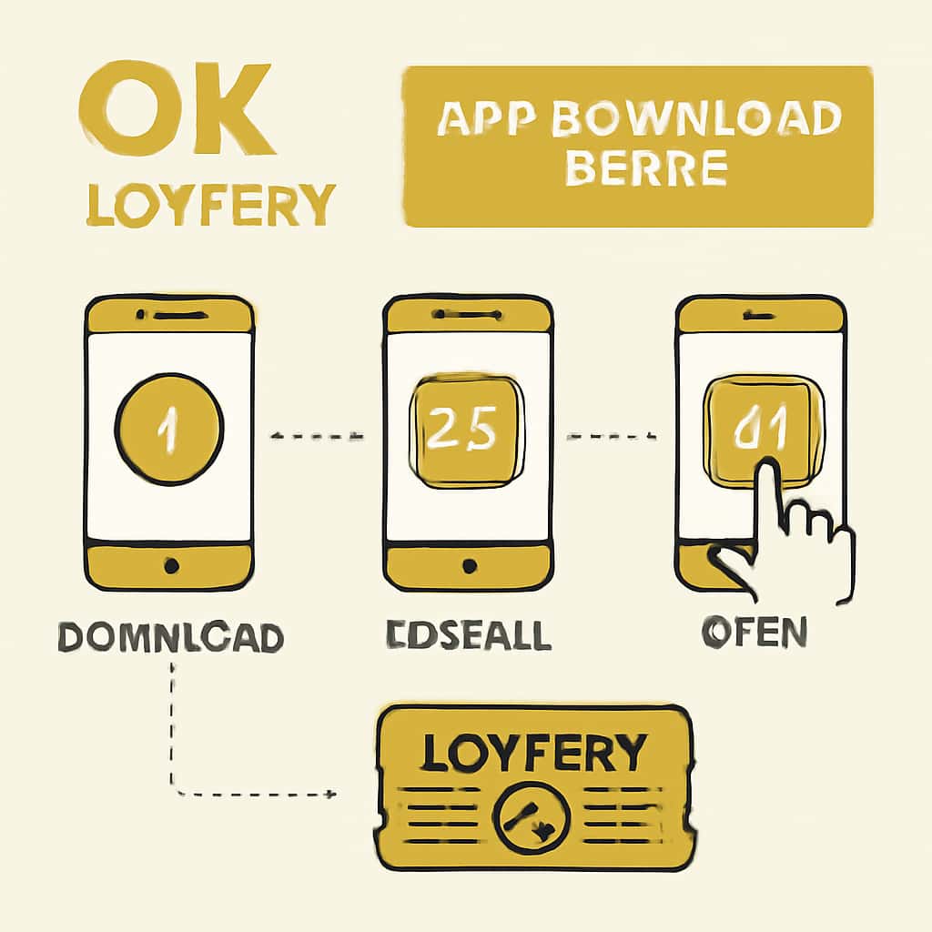 Diagram illustrating the download process for the OK Lottery App.