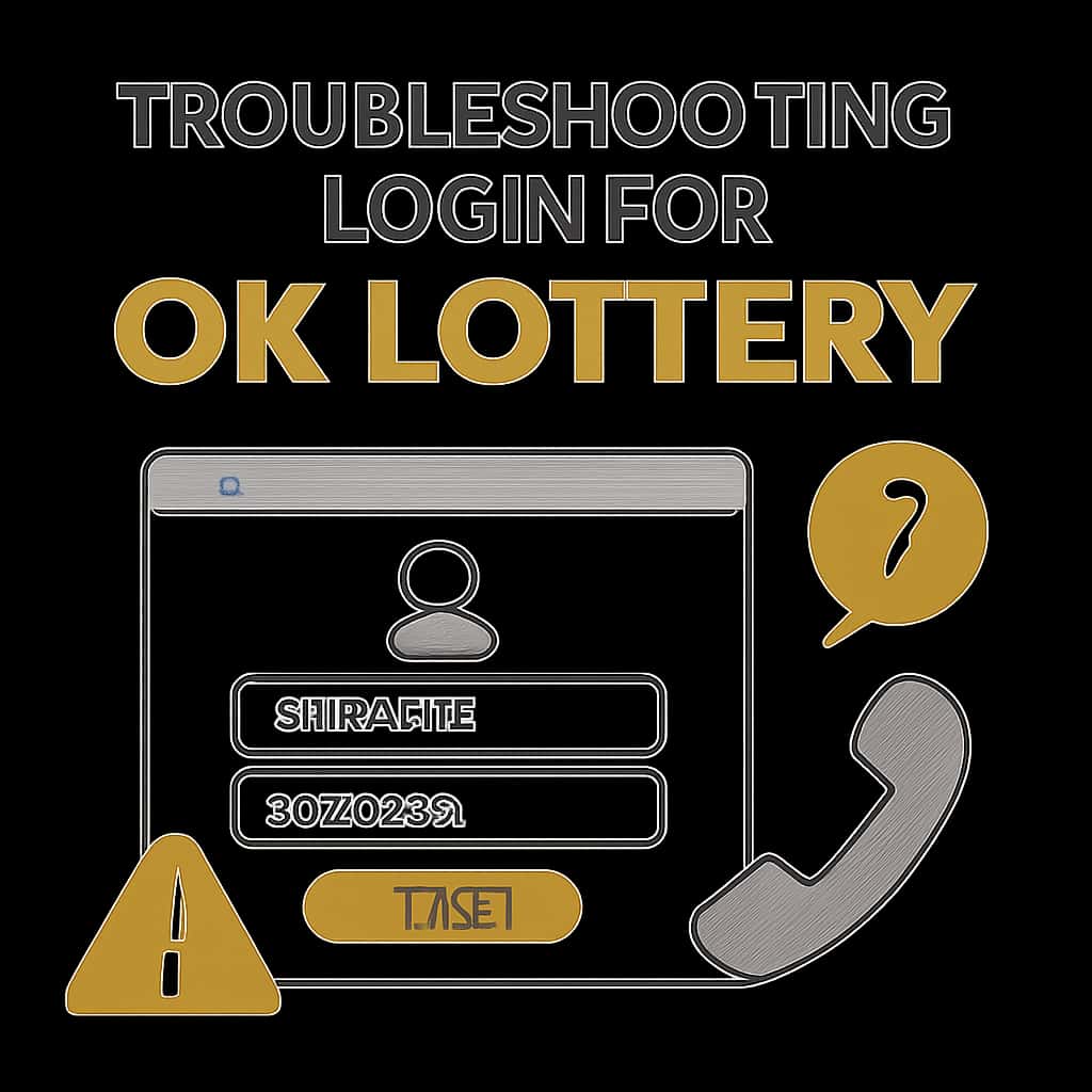An educational diagram on how to troubleshoot OK Lottery login issues.