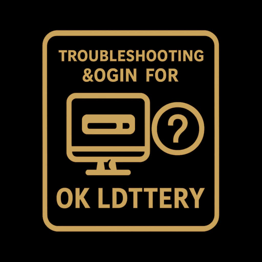 An icon illustrating login troubleshooting for OK Lottery.