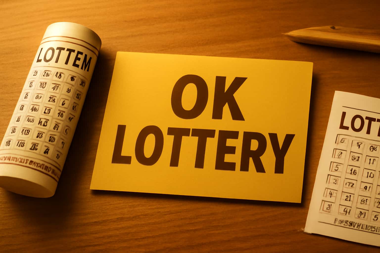 Informational scene highlighting OK Lottery offers and codes.