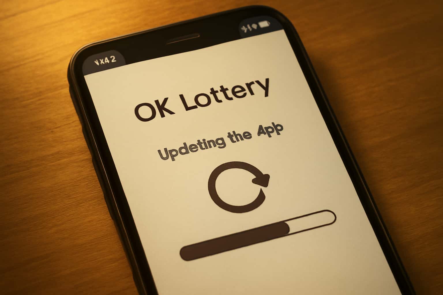 An informational graphic showing the OK Lottery App with a focus on updates.