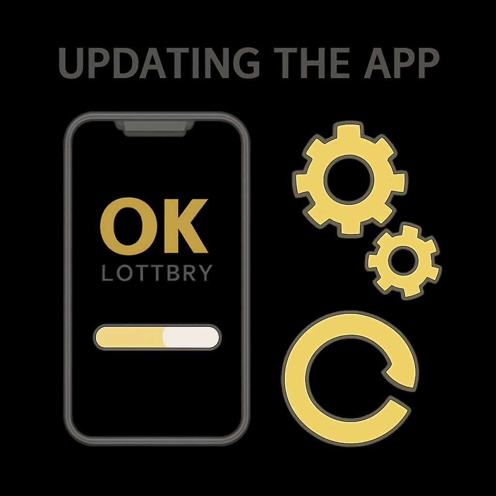 An educational diagram about updating the OK Lottery App.